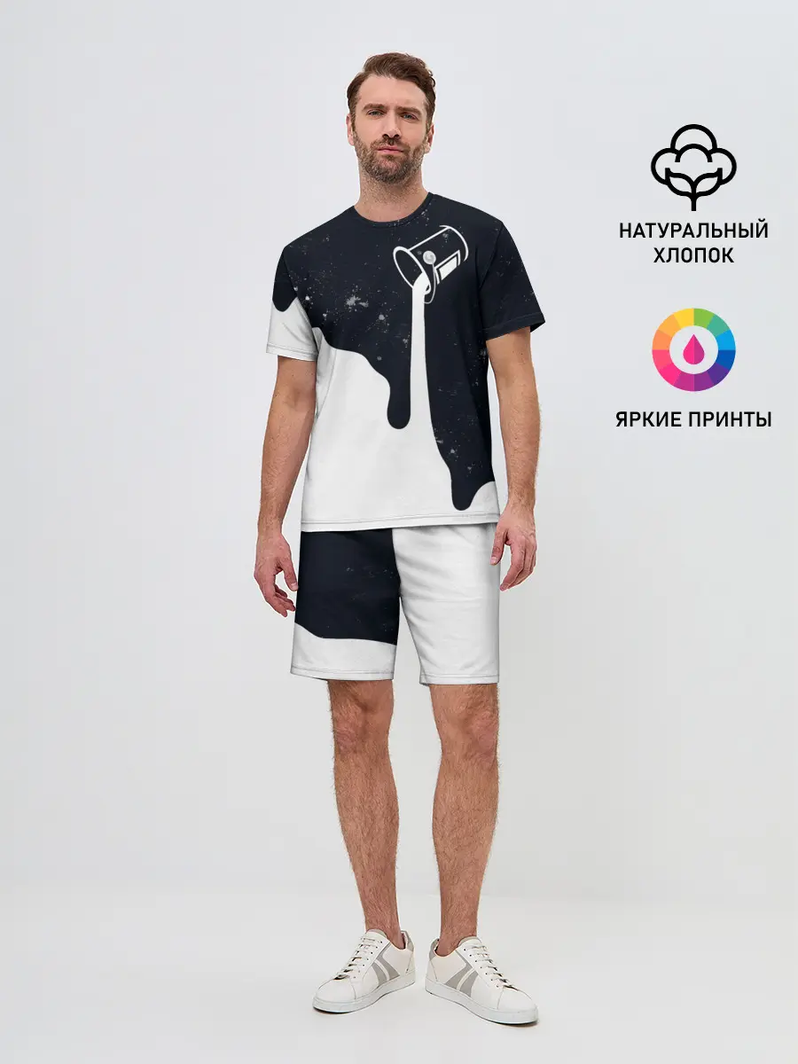 Мужской костюм с шортами / Черно-белый