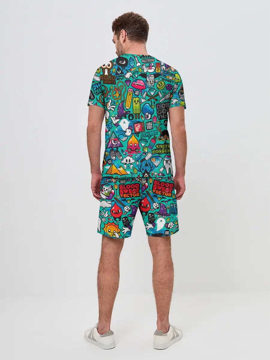 Мужской костюм с шортами / стикербомбинг