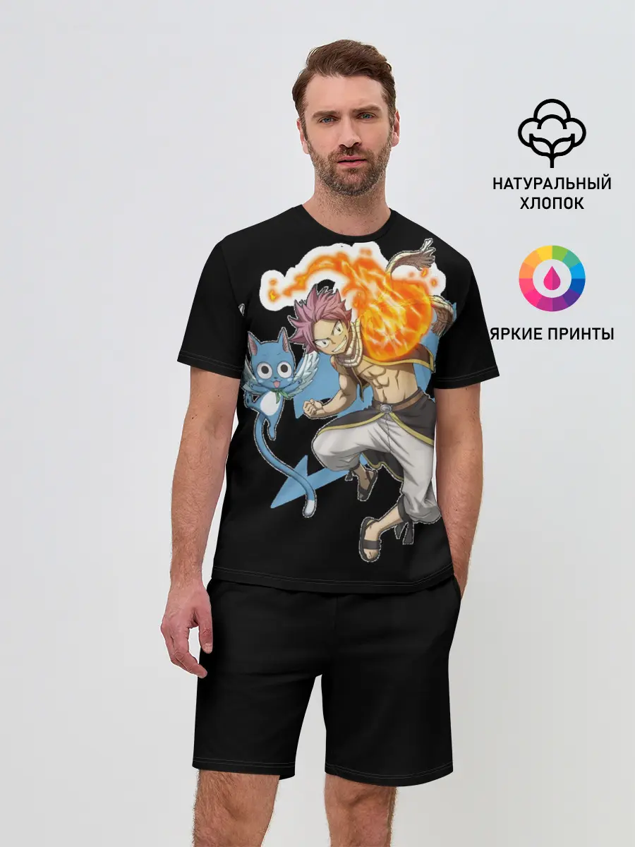 Мужской костюм с шортами / Нацу и Хеппи из Хвоста Фей