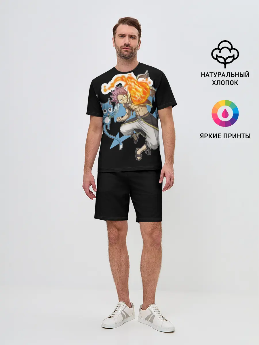 Мужской костюм с шортами / Нацу и Хеппи из Хвоста Фей