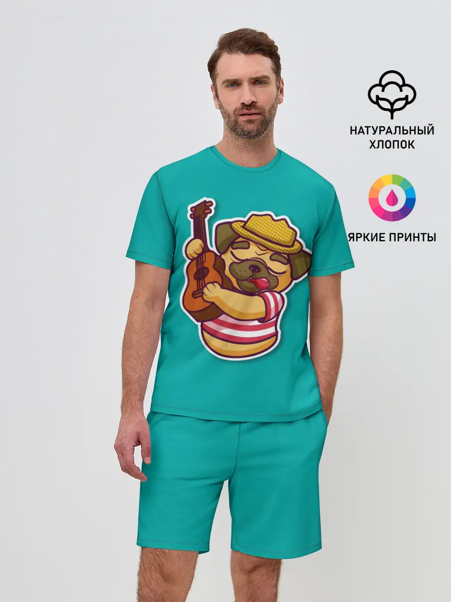 Мужской костюм с шортами / Мопс музыкант