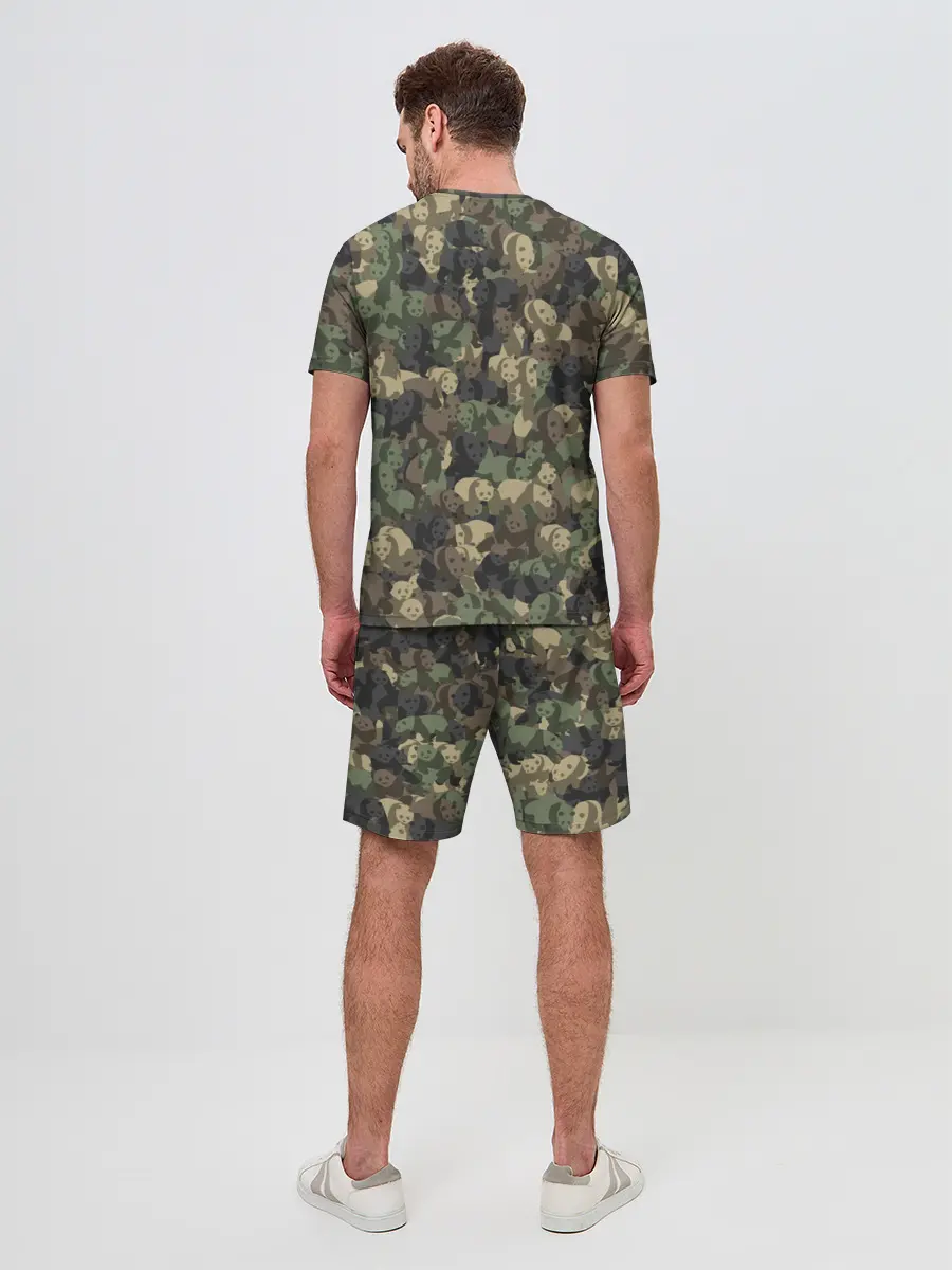 Мужской костюм с шортами / Камуфляж с пандами