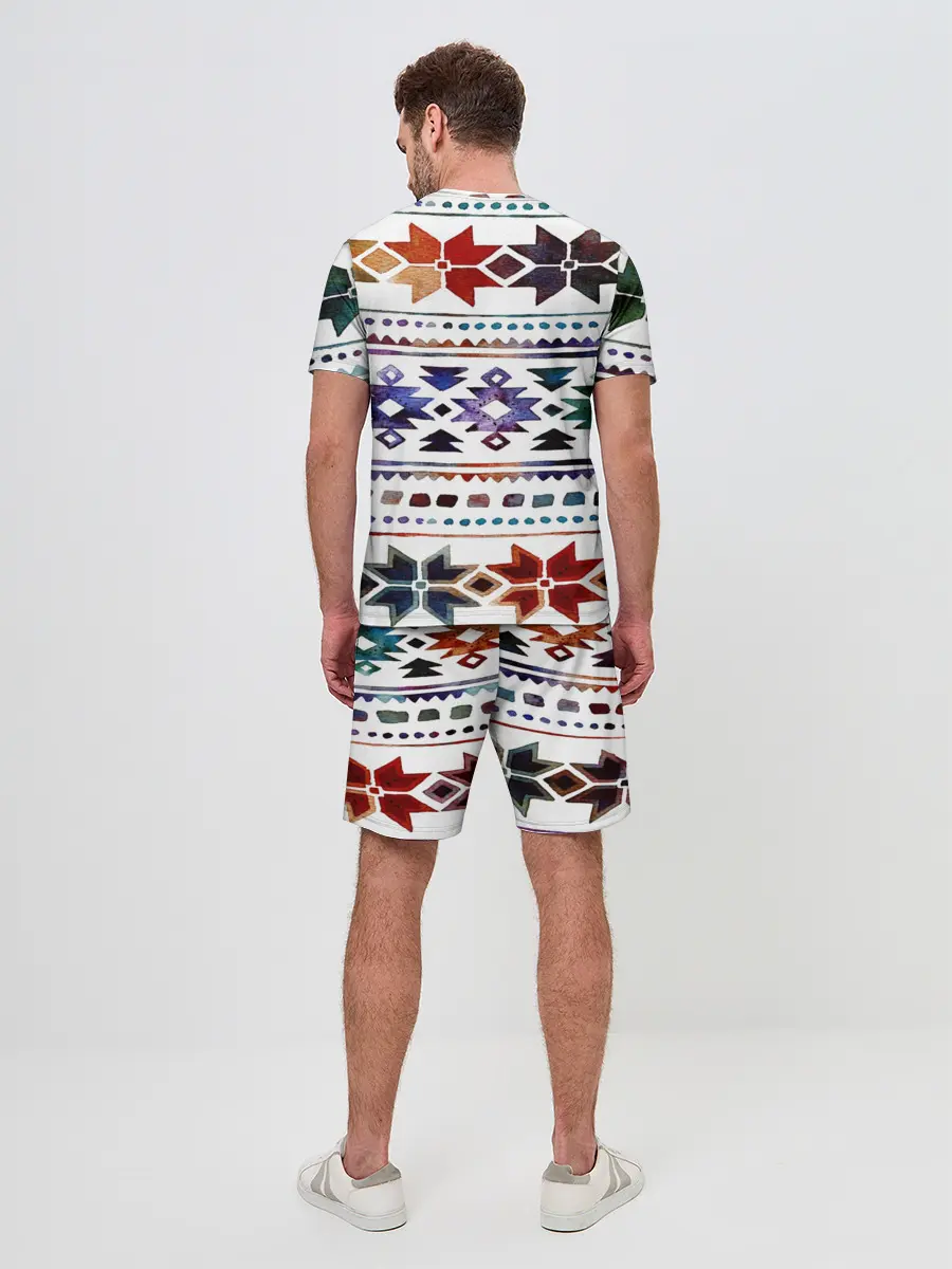 Мужской костюм с шортами / Снежинки акварель