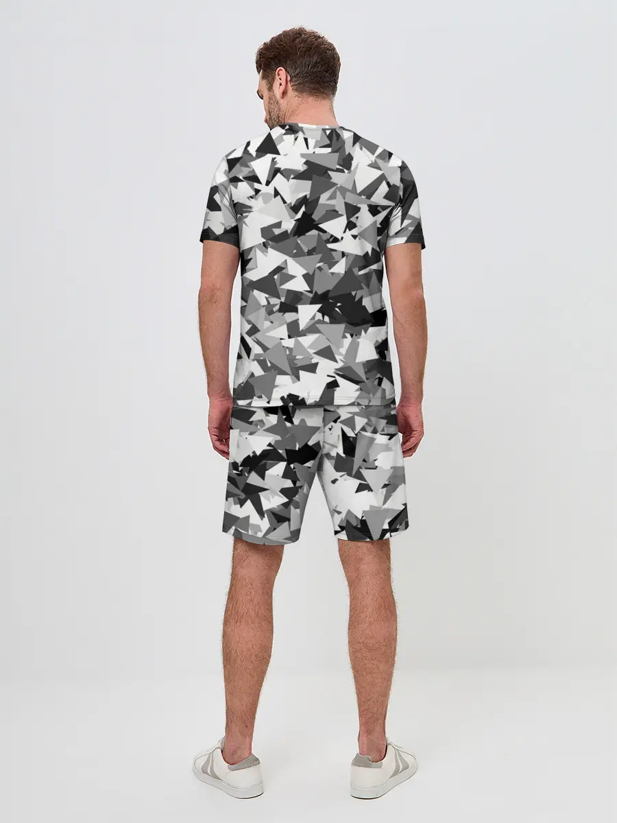 Мужской костюм с шортами / Городской серый камуфляж