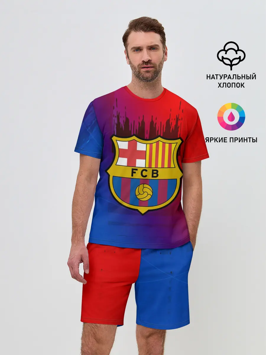 Мужской костюм с шортами / FC Barcelona color sport