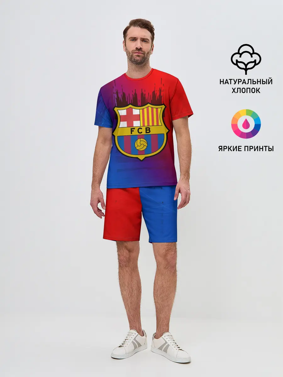 Мужской костюм с шортами / FC Barcelona color sport