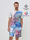 Мужской костюм с шортами / Акварельные разводы