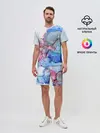 Мужской костюм с шортами / Акварельные разводы