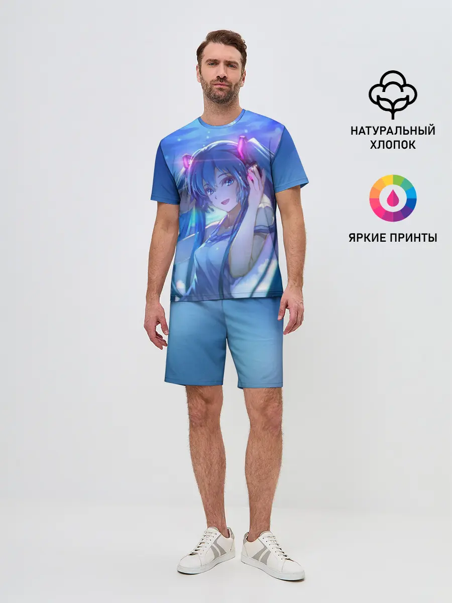 Мужской костюм с шортами / Miku на фоне космоса