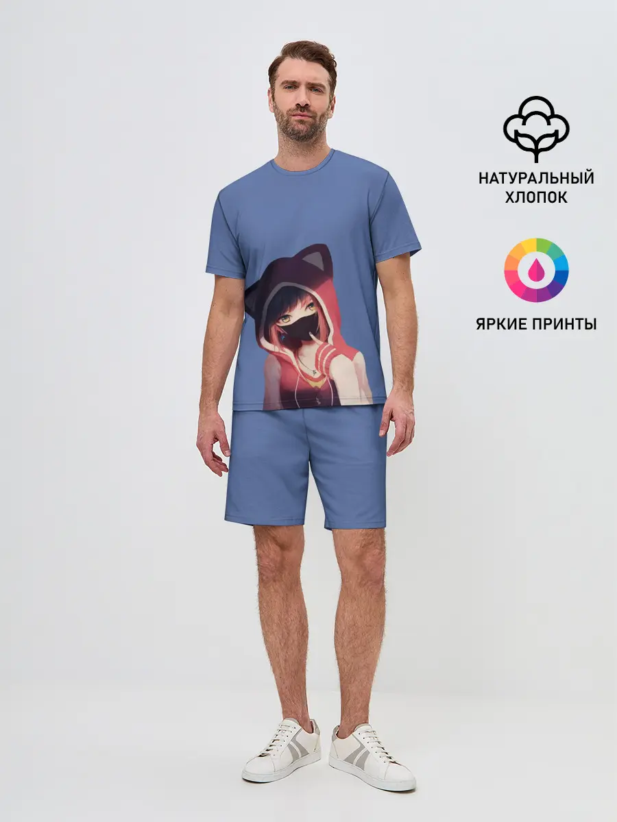 Мужской костюм с шортами / Аниме девушка в маске с ушками