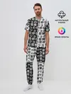 Мужская пижама с брюками / Иероглифы джоджо чернобелые