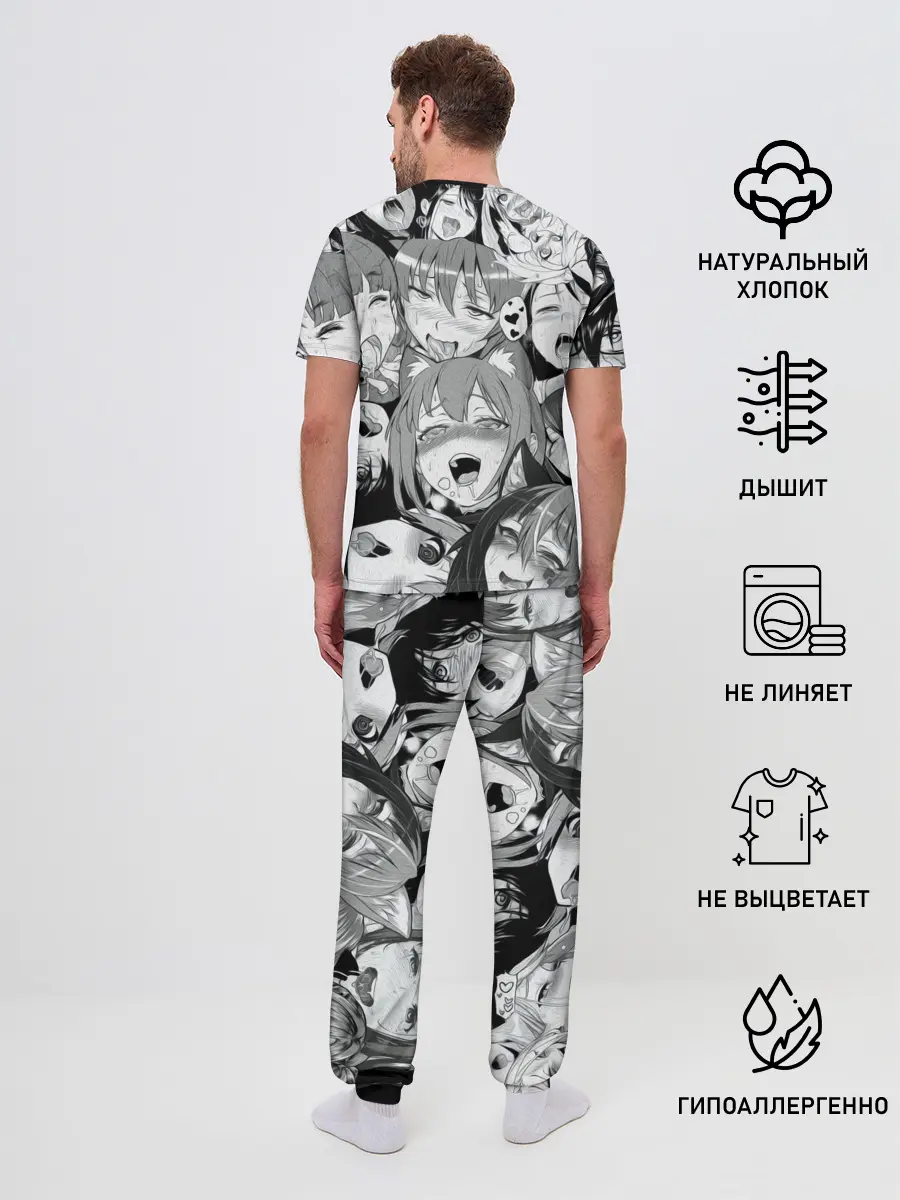 Мужская пижама с брюками / AHEGAO monochrome