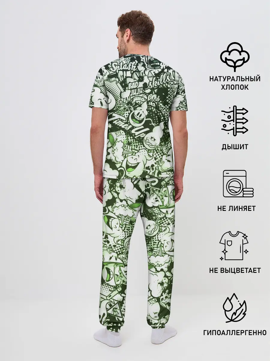 Мужская пижама с брюками / Граффити