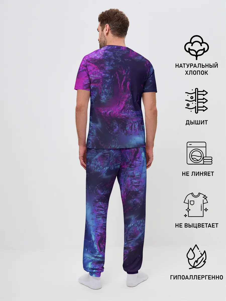 Мужская пижама с брюками / Неон