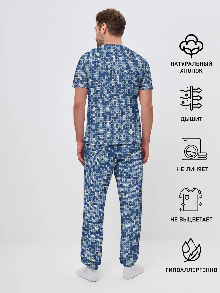 Мужская пижама с брюками / ВЯЗАНЫЙ КАМУФЛЯЖ