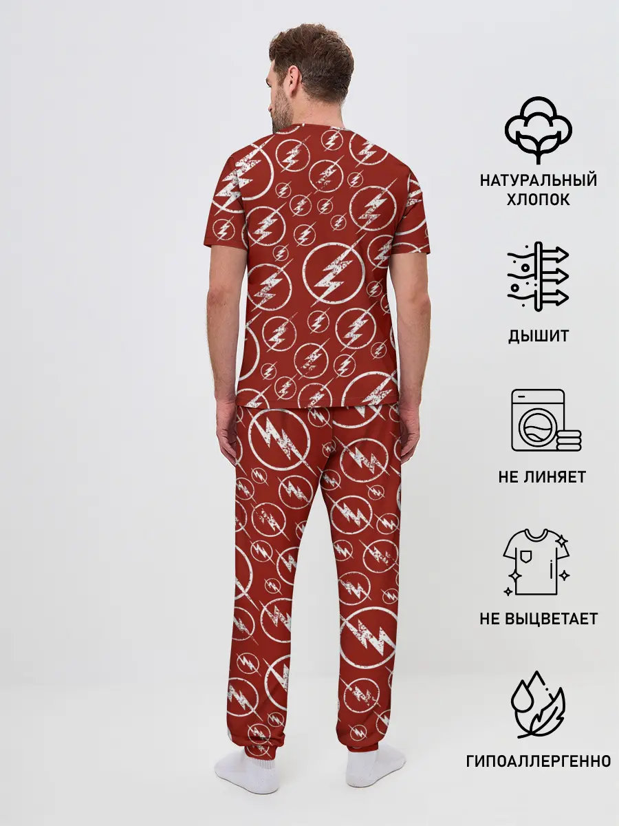 Мужская пижама с брюками / The Flash Logo Pattern