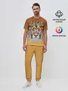 Мужская пижама с брюками / Стилизованный арт ЛЕВ морда