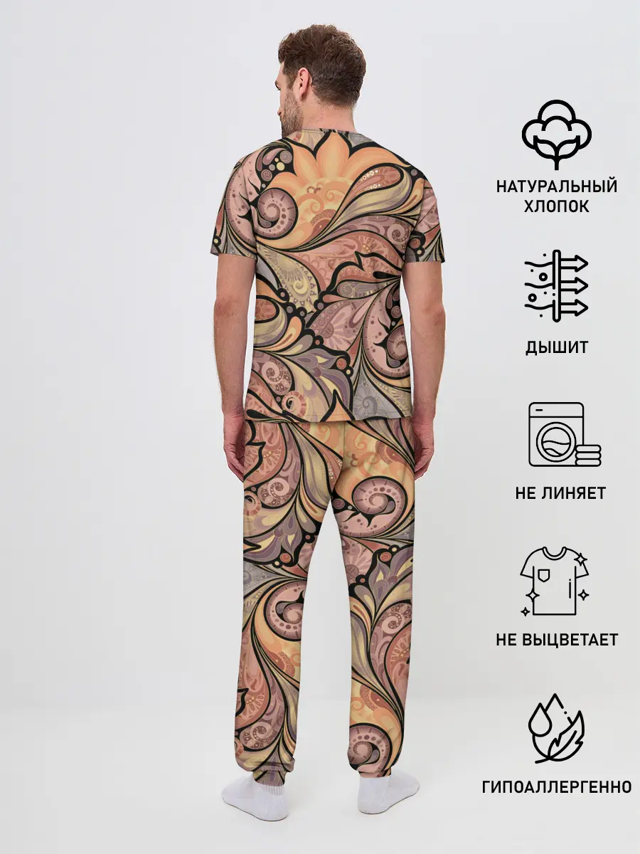 Мужская пижама с брюками / дудл узоры
