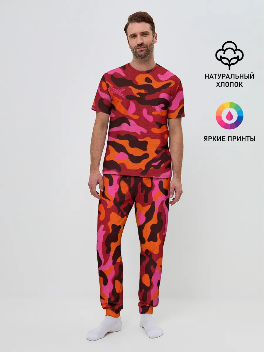 Мужская пижама с брюками / CAMOUFLAGE RED