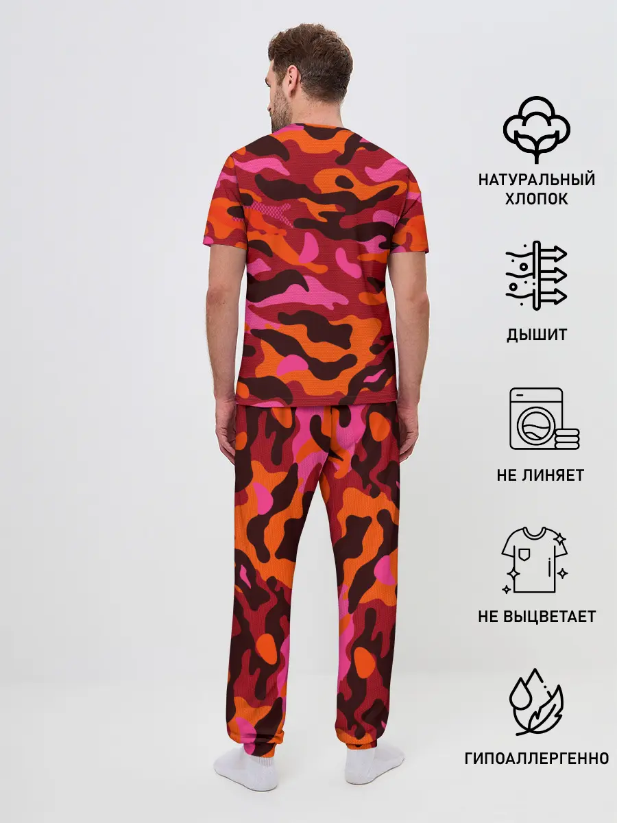 Мужская пижама с брюками / CAMOUFLAGE RED