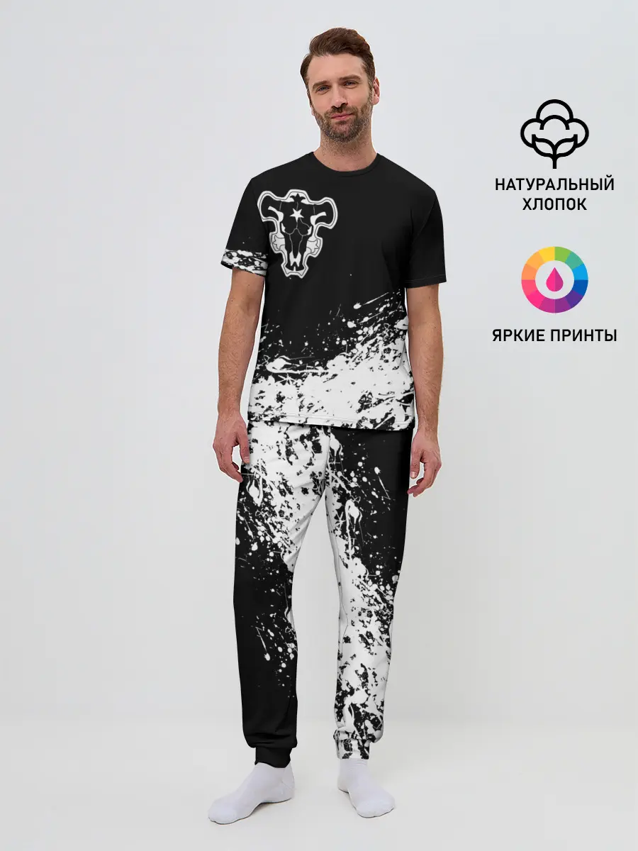Мужская пижама с брюками / Черный Клевер