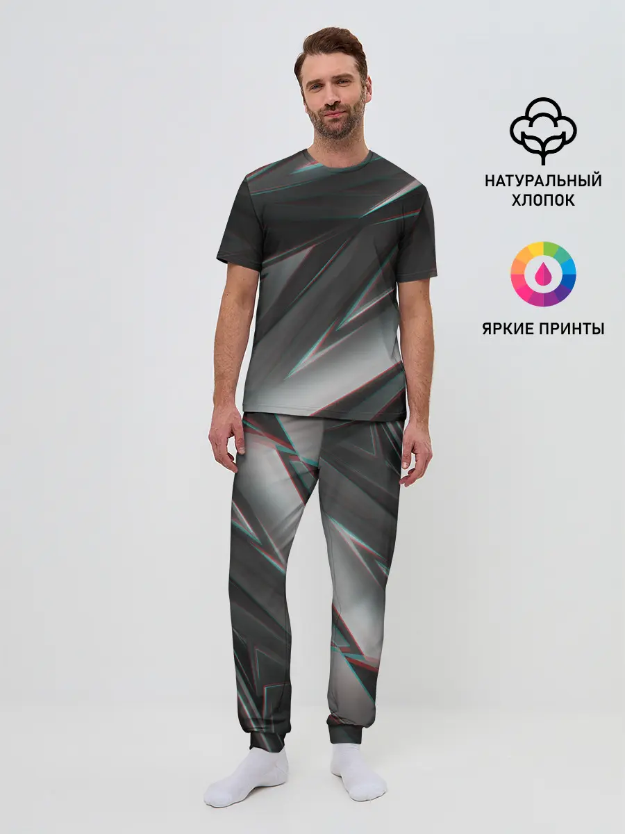 Мужская пижама с брюками / GEOMETRY STRIPES GLITCH
