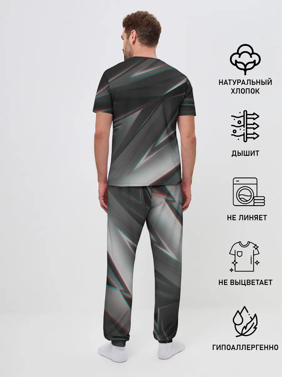Мужская пижама с брюками / GEOMETRY STRIPES GLITCH