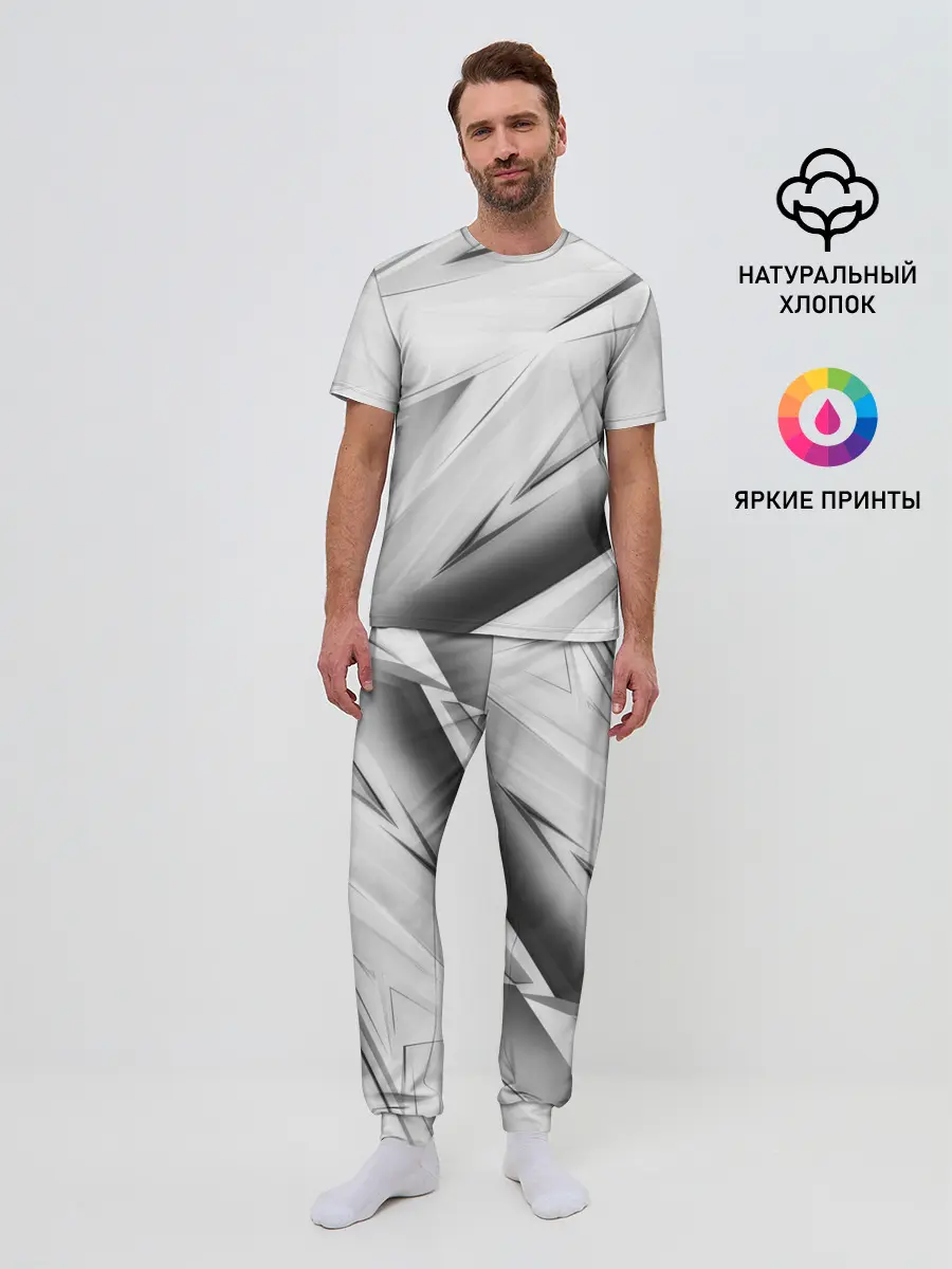 Мужская пижама с брюками / GEOMETRY STRIPES WHITE
