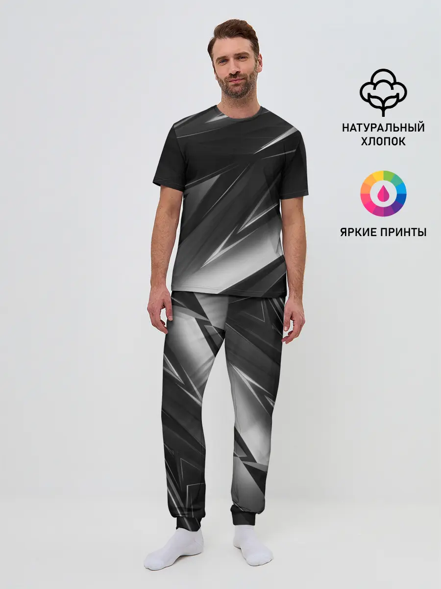 Мужская пижама с брюками / GEOMETRY STRIPES BLACK & WHITE