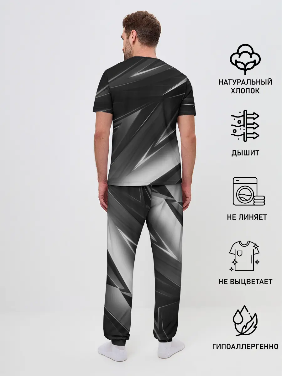 Мужская пижама с брюками / GEOMETRY STRIPES BLACK & WHITE