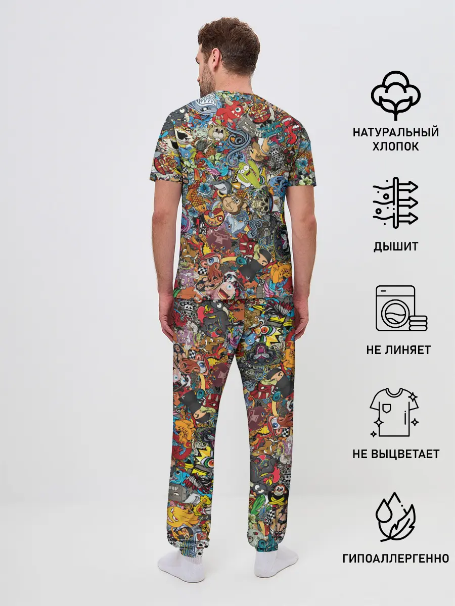 Мужская пижама с брюками / Стикеры