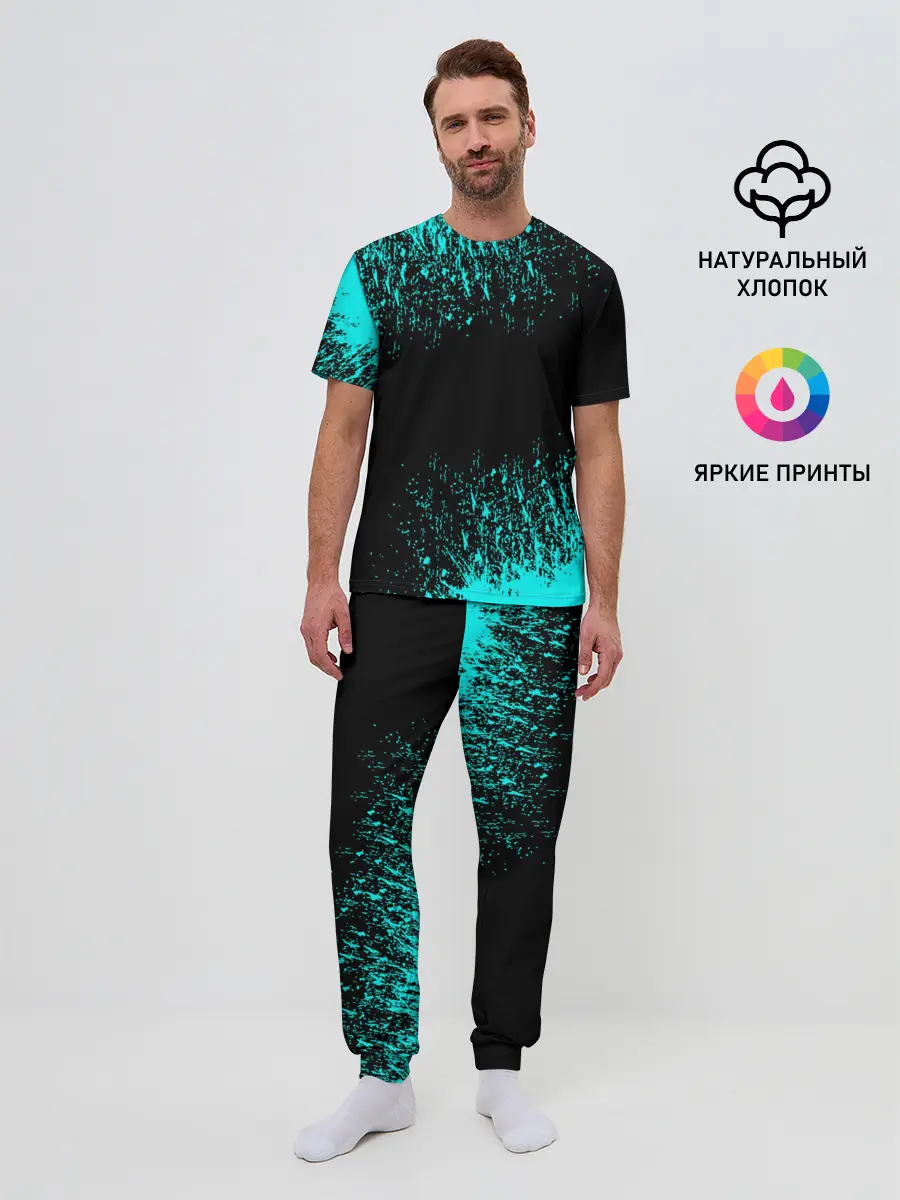 Мужская пижама с брюками / Краска