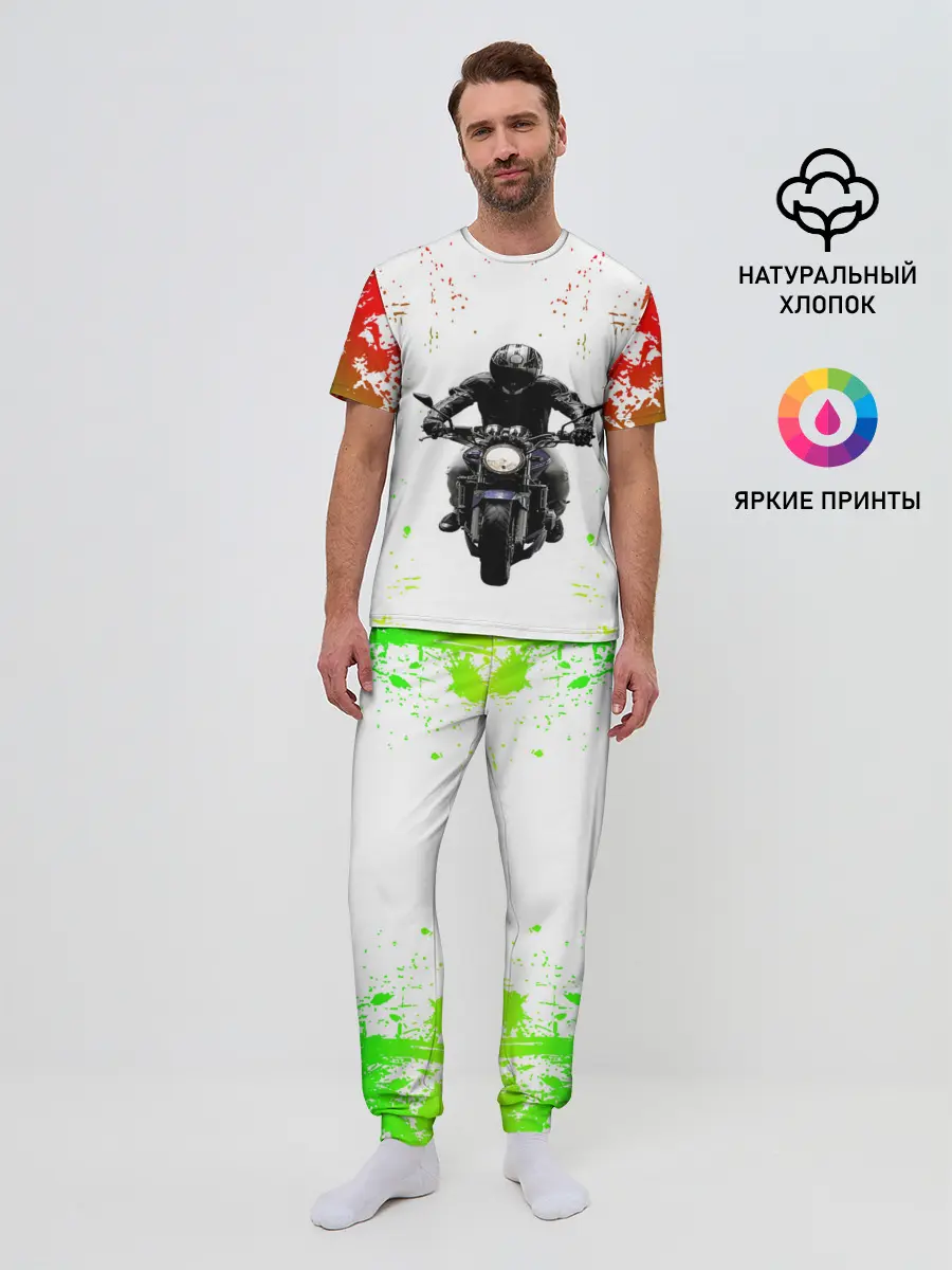 Мужская пижама с брюками / МОТОЦИКЛЫ