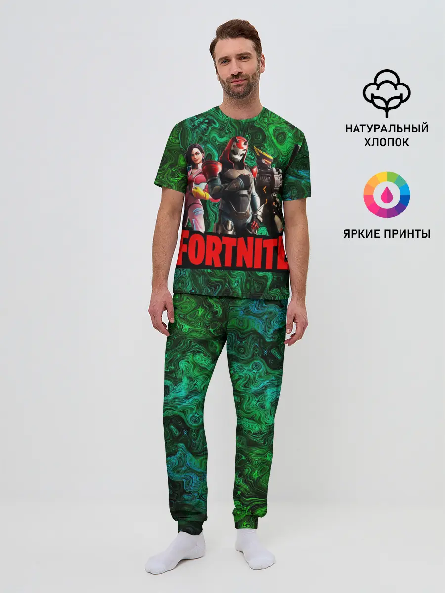 Мужская пижама с брюками / Фортнайт | Волны