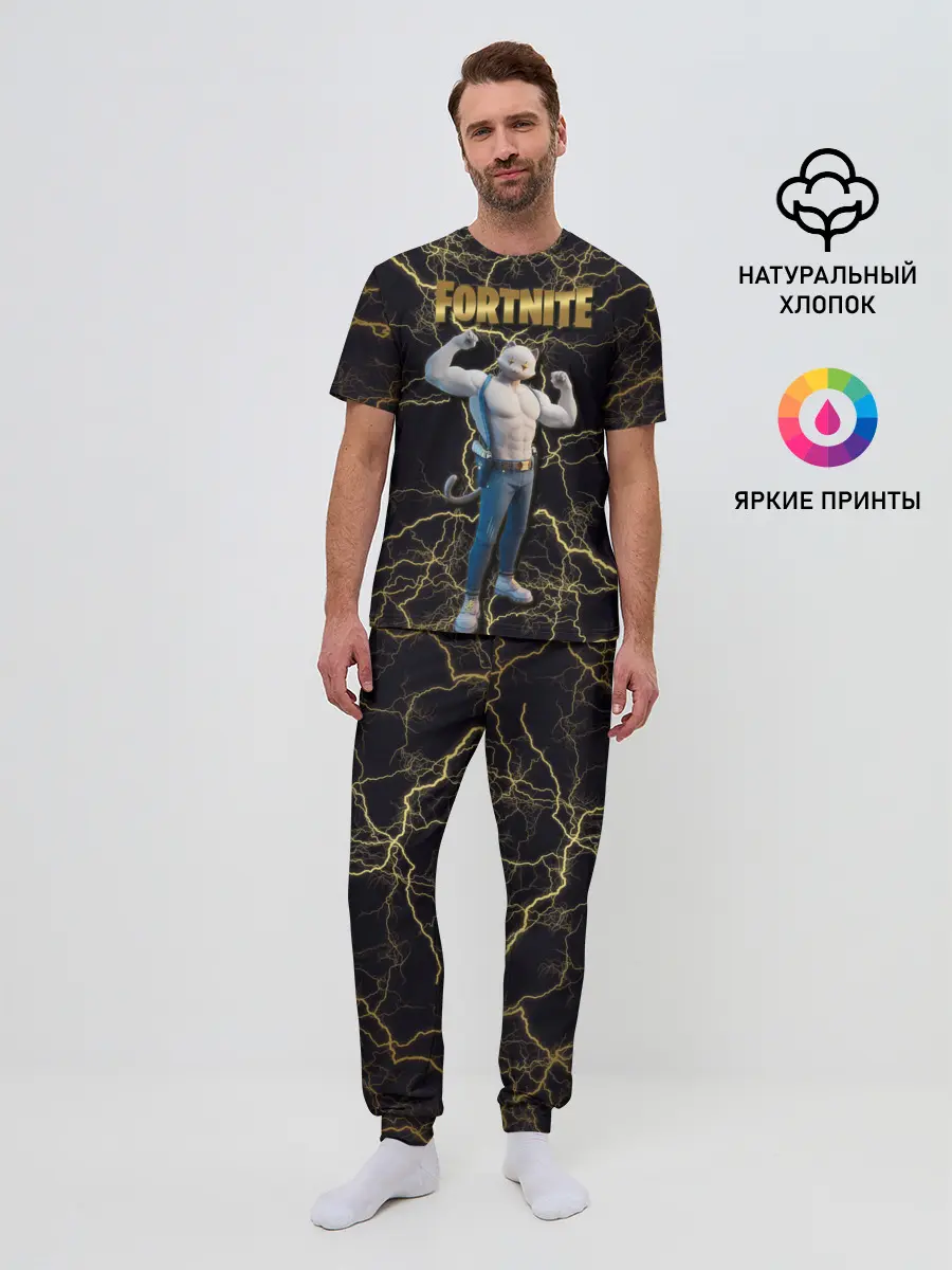Мужская пижама с брюками / Meowcles Fortnite 2