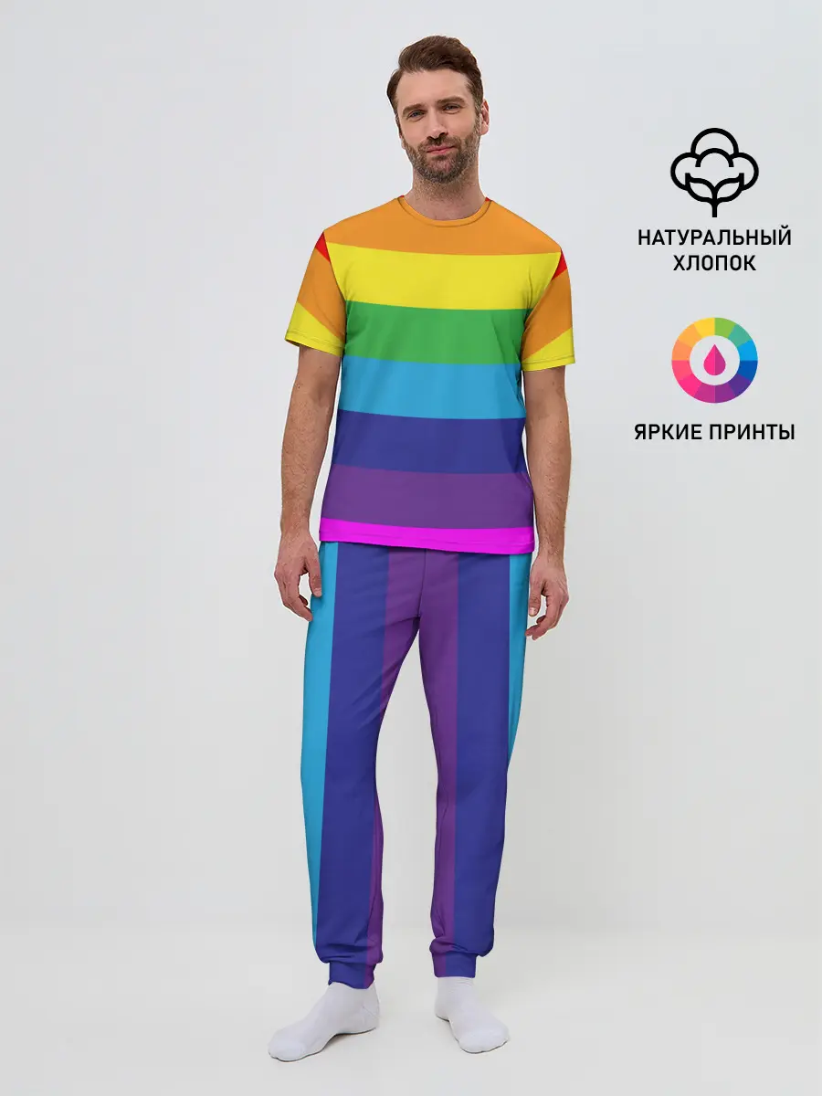 Мужская пижама с брюками / ЦВЕТНЫЕ ЛИНИИ