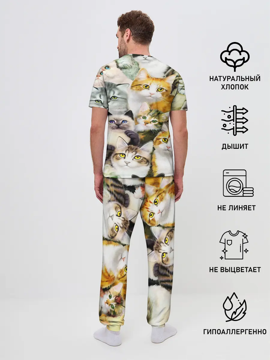 Мужская пижама с брюками / КОТЫ