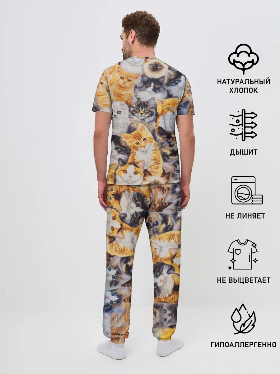 Мужская пижама с брюками / КОТЯТКИ
