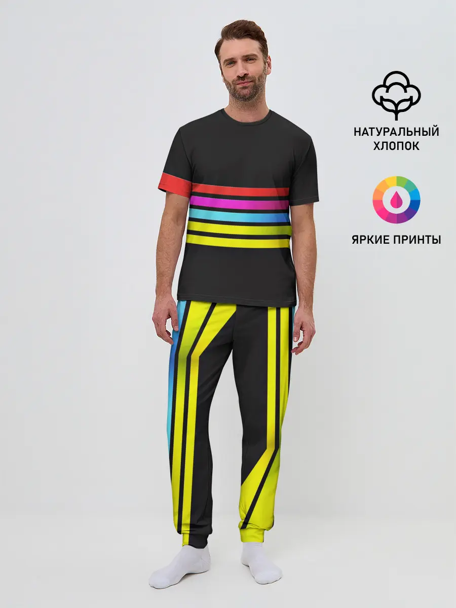 Мужская пижама с брюками / NEON GEOMETRY