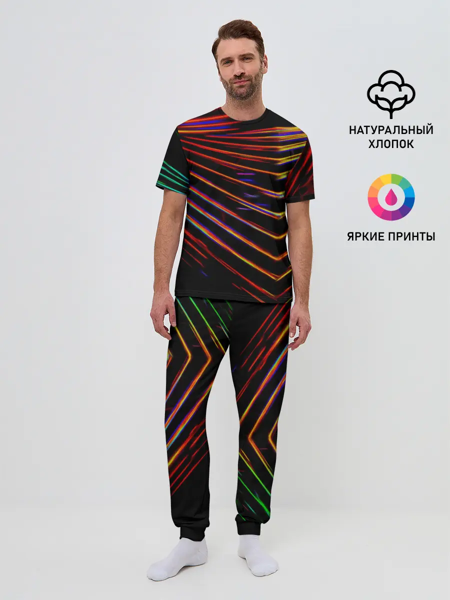 Мужская пижама с брюками / STRIPES COLOR