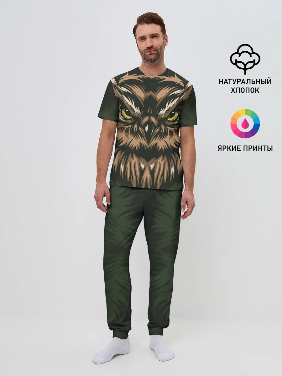 Мужская пижама с брюками / Хищная сова
