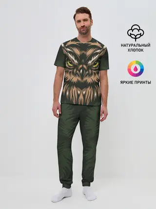 Мужская пижама с брюками / Хищная сова