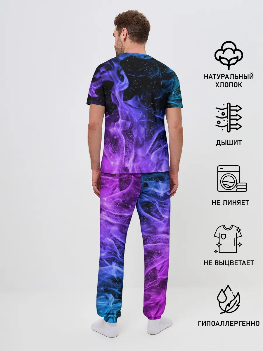 Мужская пижама с брюками / ОГОНЬ НЕОН