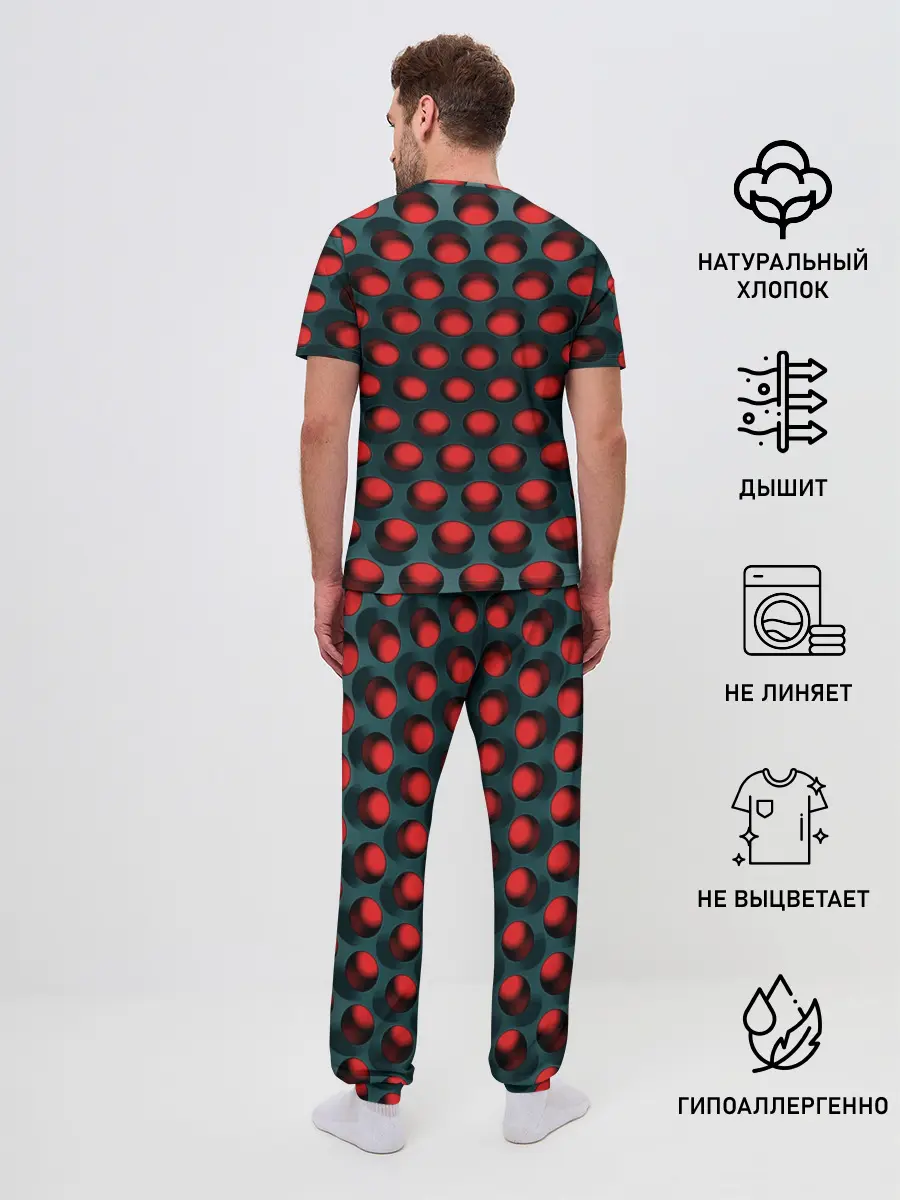 Мужская пижама с брюками / Раскалённый красный 3Д