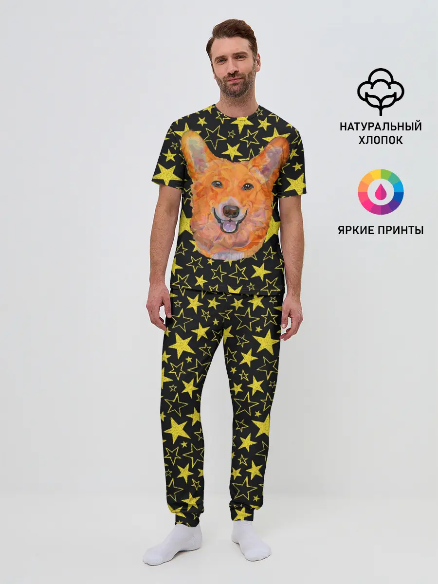 Мужская пижама с брюками / Corgi | Stars