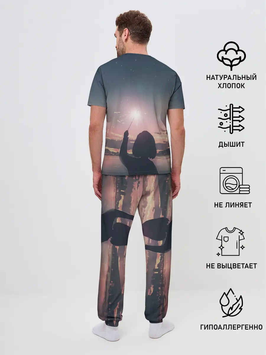 Мужская пижама с брюками / девушка свечение волшебство