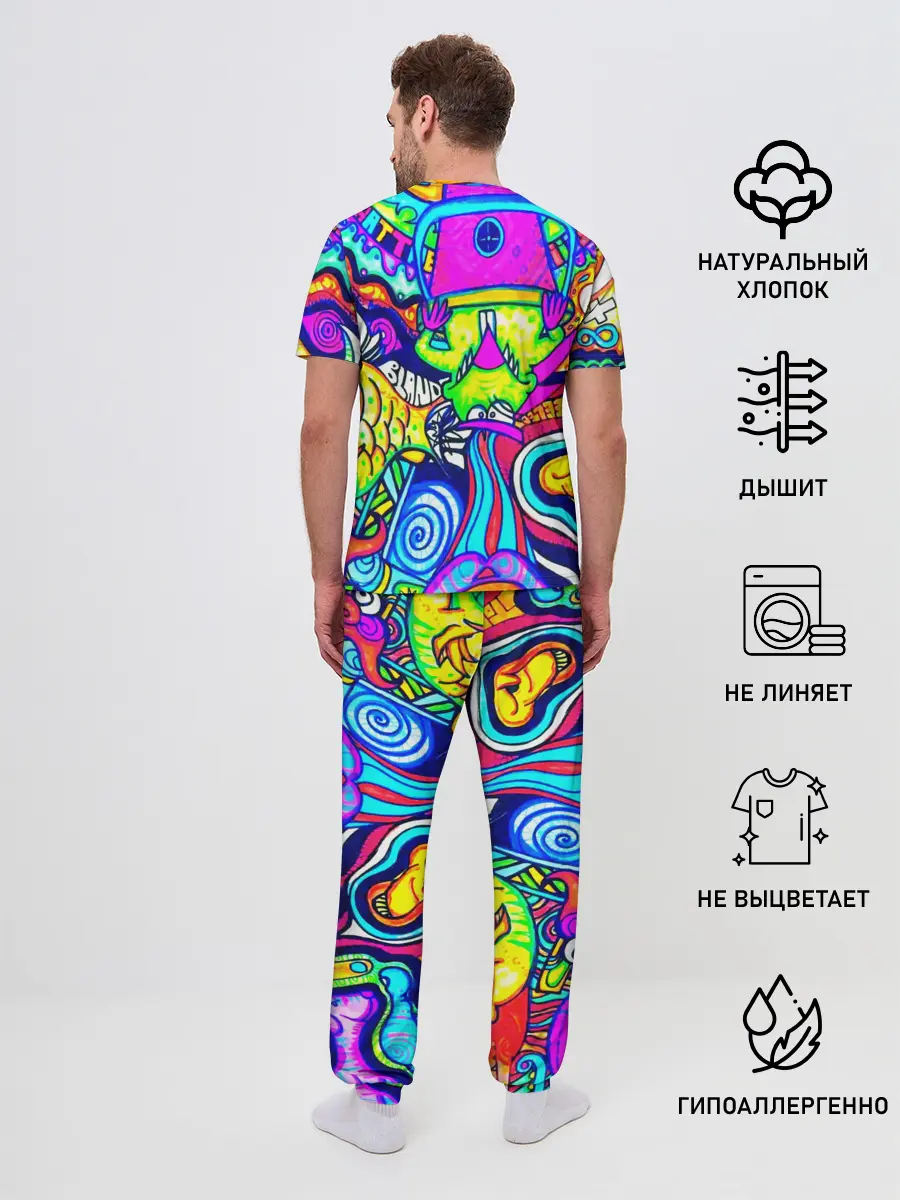 Мужская пижама с брюками / КИСЛОТНЫЕ РИСУНОК
