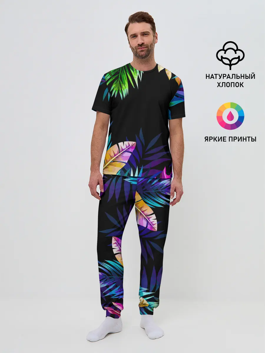 Мужская пижама с брюками / Тропическая Ночь