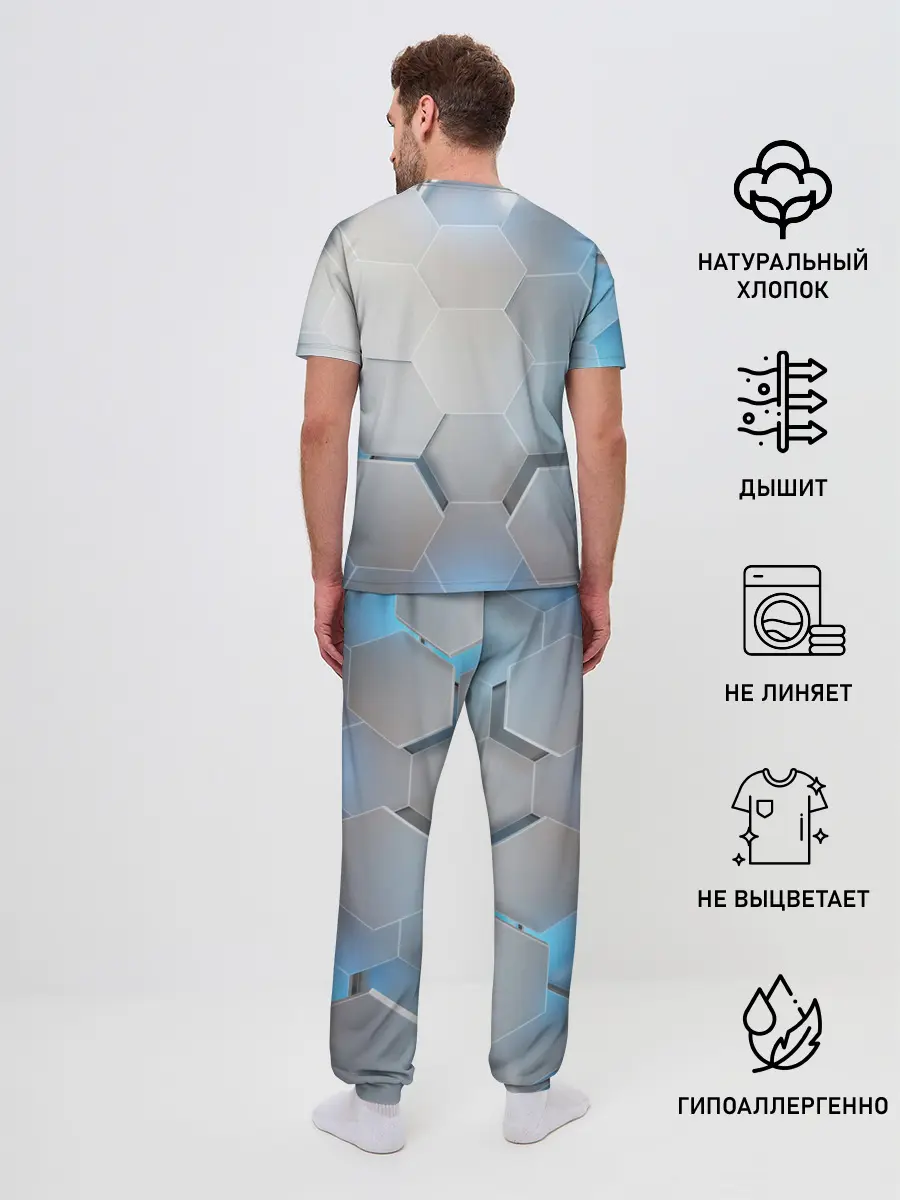 Мужская пижама с брюками / 3D соты
