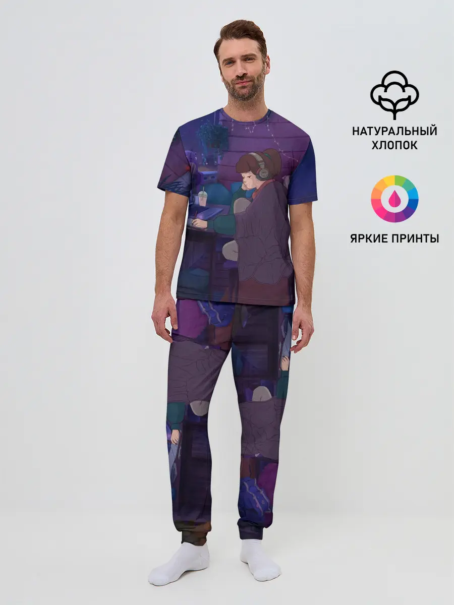 Мужская пижама с брюками / ЛЕТО